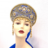 Кокошник "Царевна" синий
