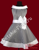 Нарядное платье для девочки "Яркие полоски" черное с белым