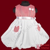Детское нарядное платье "Пупс полоска красно-белая"
