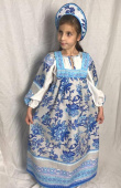 Платье народное в стиле Гжель для девочки