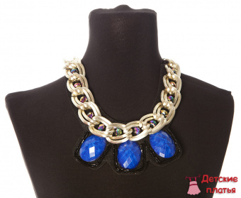 Накладной воротник - ожерелье "Синий камень на цепочке"