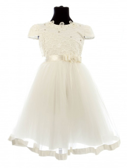 Детское нарядное платье "Sue Boutique №4016", айвори, кружева с рукавом.