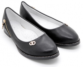 Детские туфли для девочки, черные, с молнией Camilla