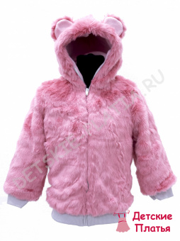 Детская меховая куртка "Розовый медвежонок"