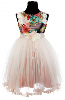 Нарядное детское платье "Sue Boutique №4004", полоска без рукова