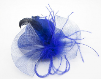 Шляпка с вуалью "Перья", синяя