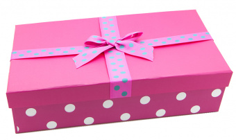 Подарочная коробка с бантиком, розовая в горошек